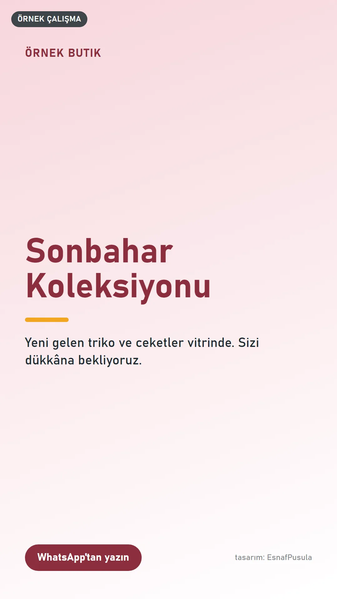 Örnek Butik Instagram hikâyesi