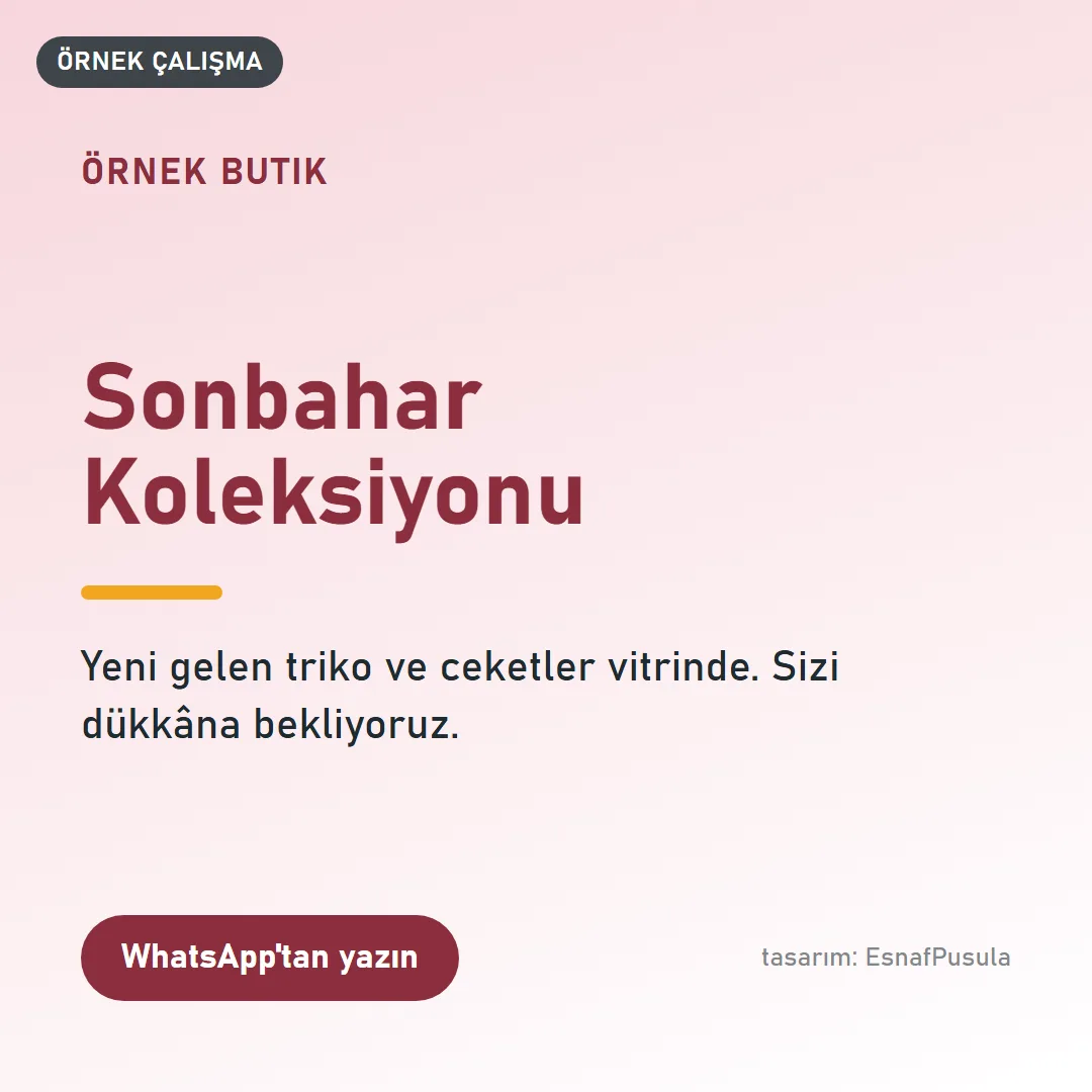 Örnek butik Instagram gönderisi tasarımı