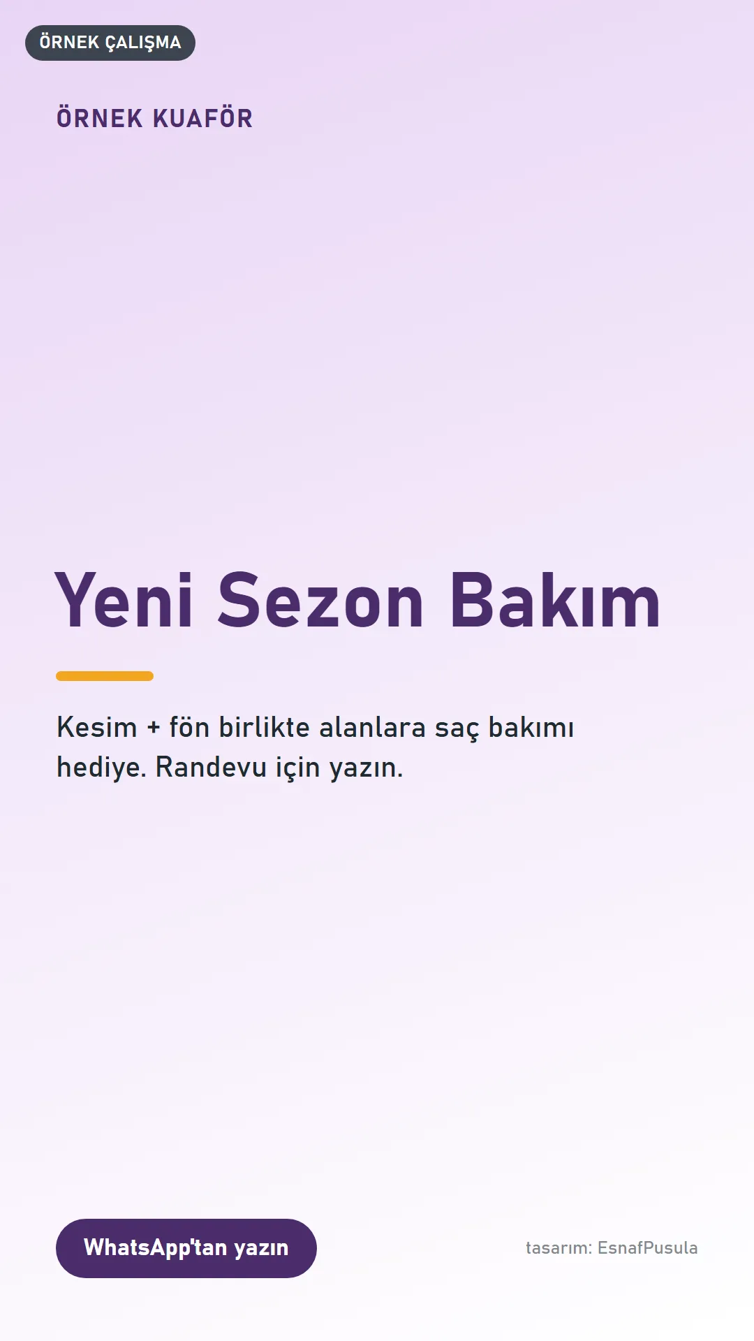 Örnek Kuaför Instagram hikâyesi