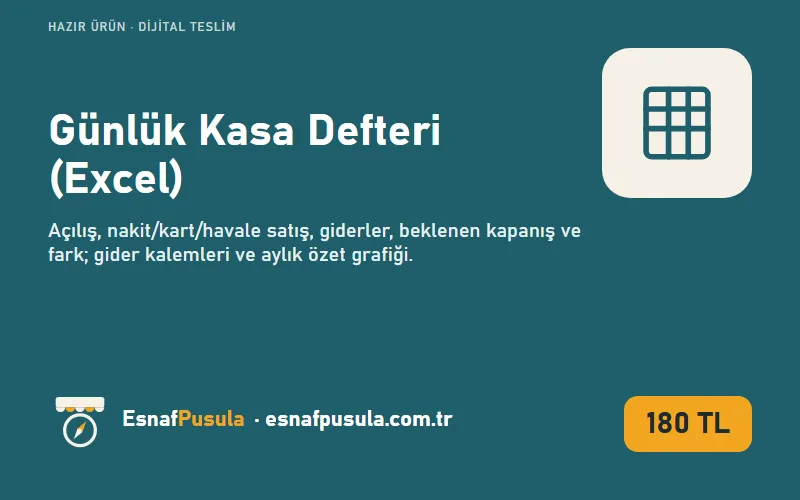 Günlük Kasa Defteri (Excel) kapak görseli
